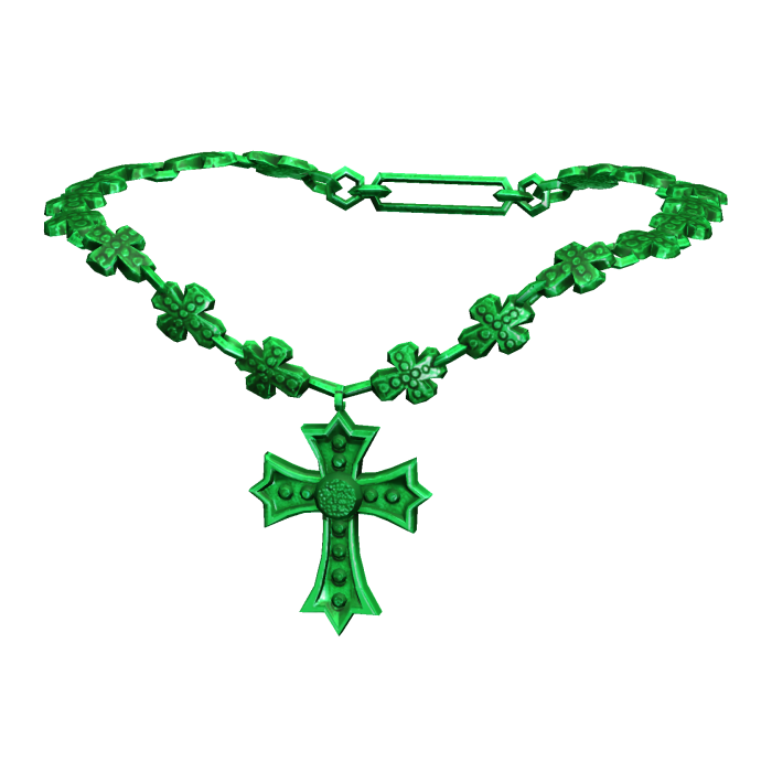 -',ৎ Jeweled Goth Y2K Cross Necklace in Green