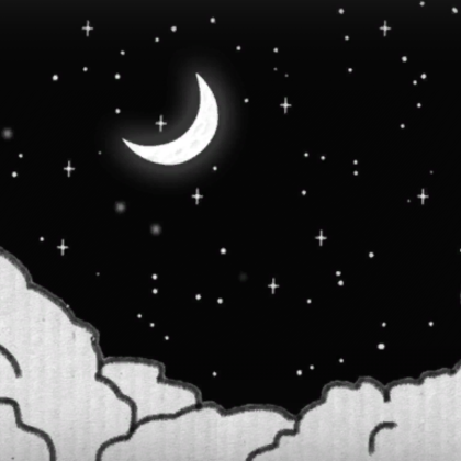 Cardboard Moon Stars and Clouds Night