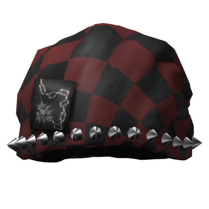 Red Studded Checker Jester Hat