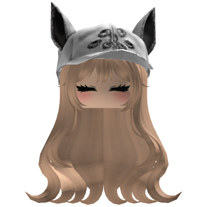 Fluffy emo blonde hair white cat cap y2k