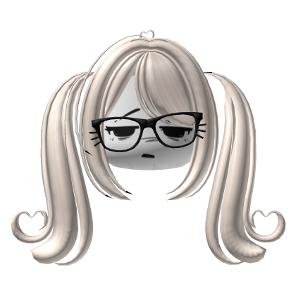 Blonde Y2K Pigtails Heart Glasses Cute Tired Face Roblox item