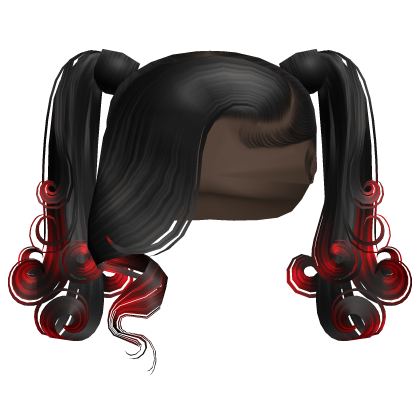 ☆ | Red Dyed Swirly Pigtails W Side Bang