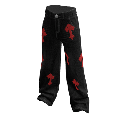 Baggy Y2K Jeans w/ Red Crosses thumbnail