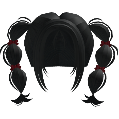 ♡ Black Bubble Pigtails Hair   Roblox item