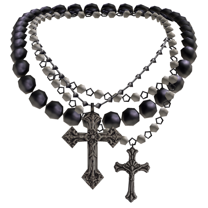 Goth Pearl Layered Jesus Cross Necklace Rosary