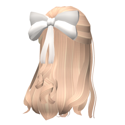 Blonde Stylish Curly Hair Half Up Ponytail w/ Bow  Roblox item