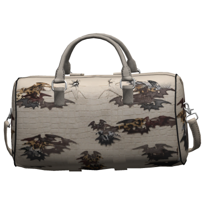 Designer White Leather Duffle Bag