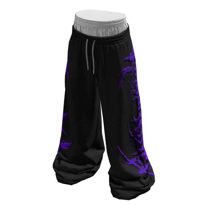 Sagging Black/Purple Y2K Svddenly Print Sweatpants