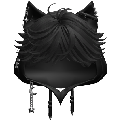 Cute Black hair with a Y2K anime cat hood