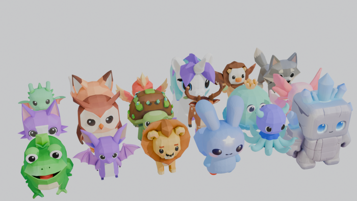 Low Poly Pets - Fantasy Pet Pack (18 Models) preview 2
