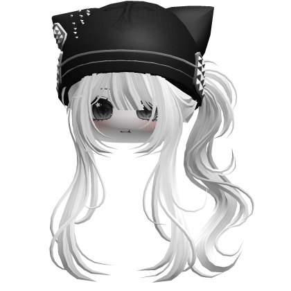 Messy Ponytail W/ Punk Kitty Cap White thumbnail