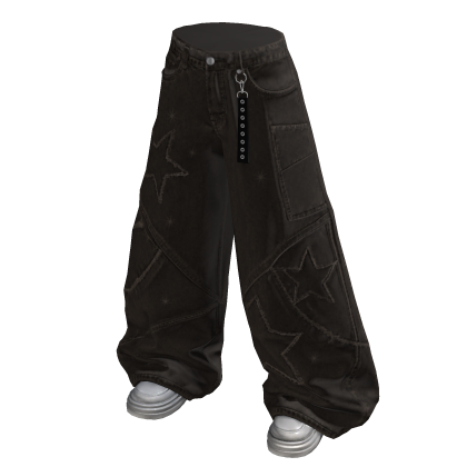 Baggy Pants with Star Outlines (Dark Brown)