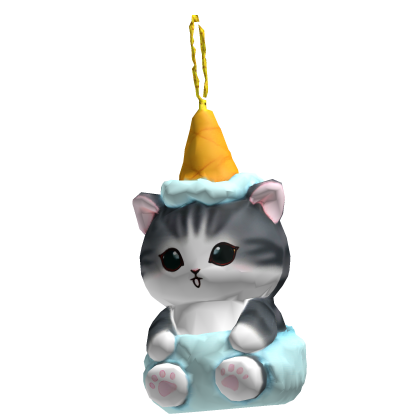 Cute Birthday Kitty Party Hat Keychain