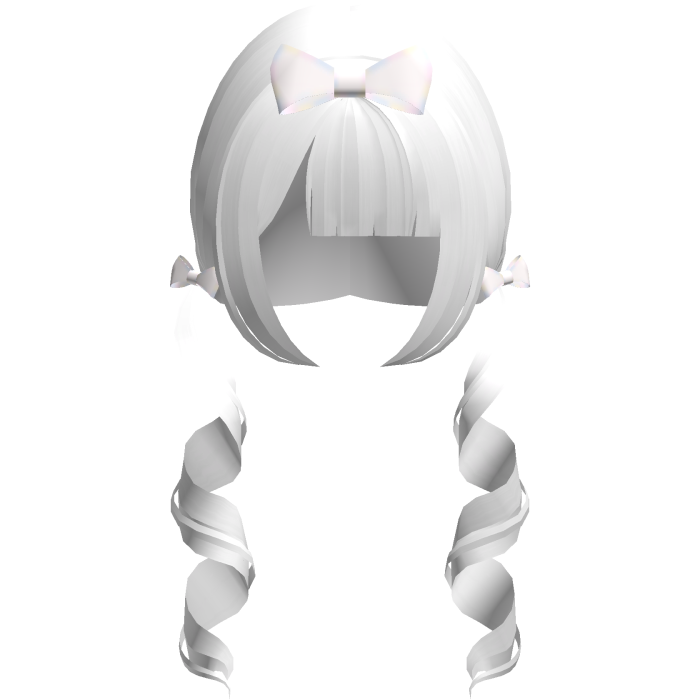 white long swirly doll pigtails w bows