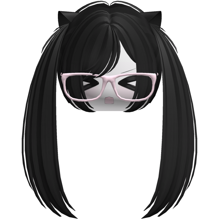 Kawaii Moe Black Pigtails w Glasses