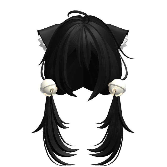 cute moe anime girl cat hair w bells black