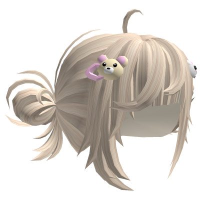 💵Messy Light Blonde Kawaii Low Buns w/ Hair Clips Roblox item