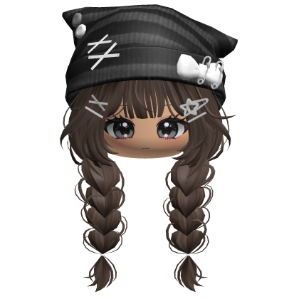 🍀Cute Girl Braided w/Cat Beanie(Brown&Black)