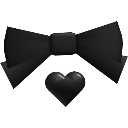 ୨୧ adorable black heart hair bow Roblox item
