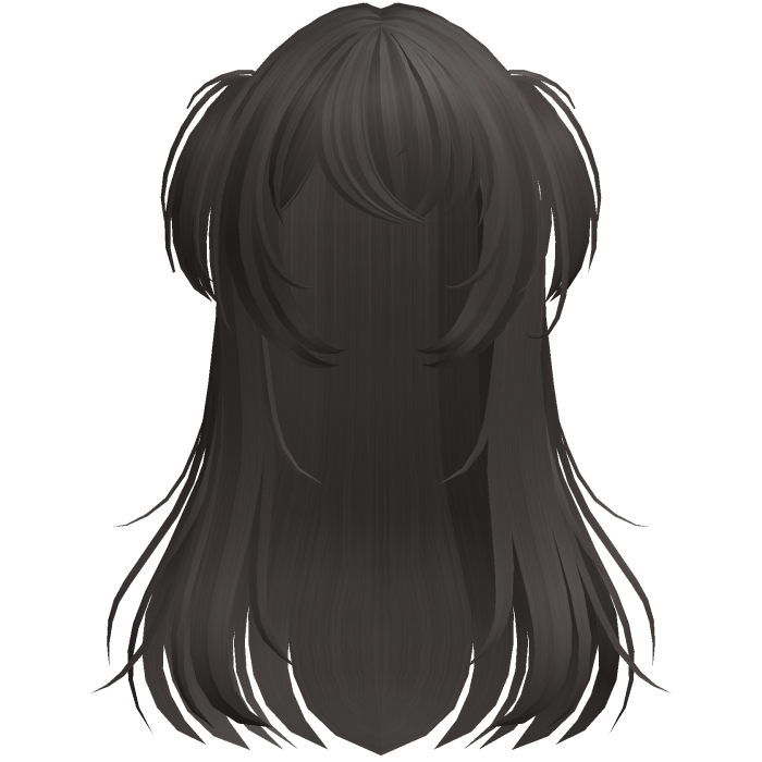 shy wispy layered hair w/ pigtails dark brown