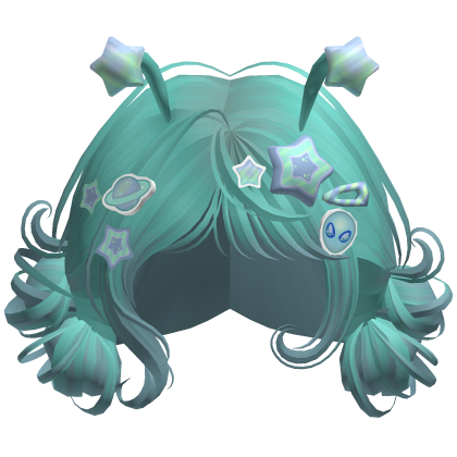 ♡ Alien Buns With Space Charms (Teal)