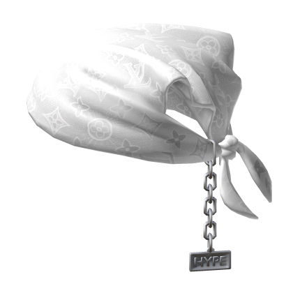 Tied LV White Lace Bandana Hat with Chain 