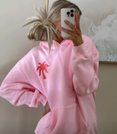 Pink palm puff hoodies