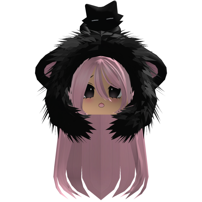 Pink Straight Hair W/ Moe Hood Fur 