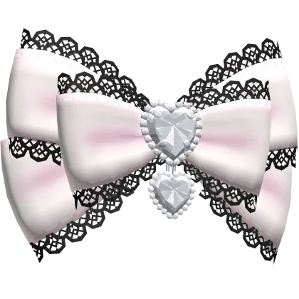 pink jirai kei lace double heart bow | Roblox Item - Rolimon's