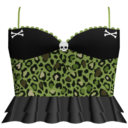 cute scene green leopard print halter top Roblox item