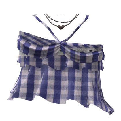 ʚ blue plaid igari string slipped mori kei top thumbnail