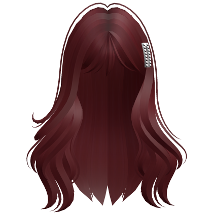 Long Natural Hairstyle with Hair Clip (Dark Red) Roblox item