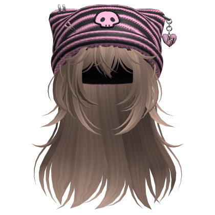Emo Kawaii Skull Beanie W/ Wolfcut Milktea