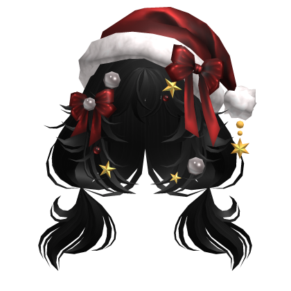 Festive Curly Christmas Ribbon Pigtails Black