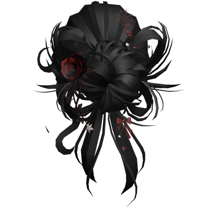 Gothic Messy Rose Thorn Bun (Black)