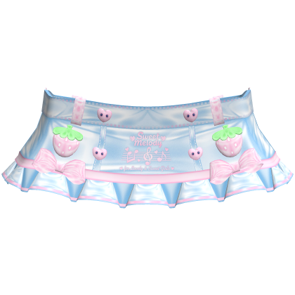 ♡ ꒰ sweet melody blue denim strawberry skirt ꒱ ♡ 