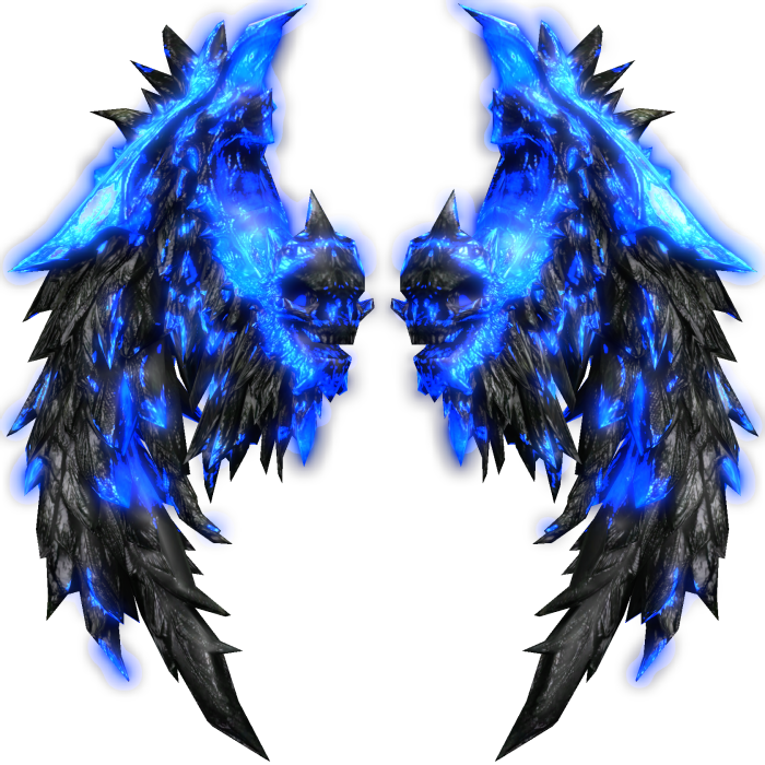 Glowing Emissive Demonic Fire Wings Dark Blue