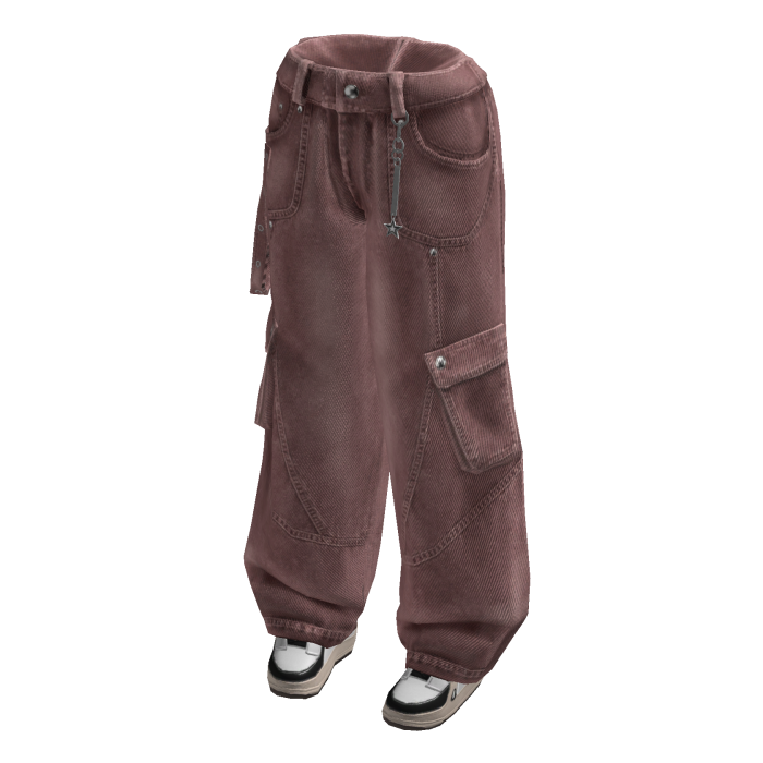 Baggy Cargo Jeans w/ Sneakers (Pink)