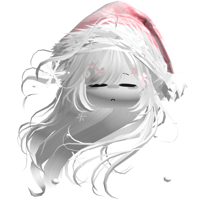 Windy Anime Hair w/Santa Hat (White)