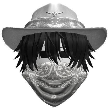 White Cowboy Hat with Mask + Neck Scarf