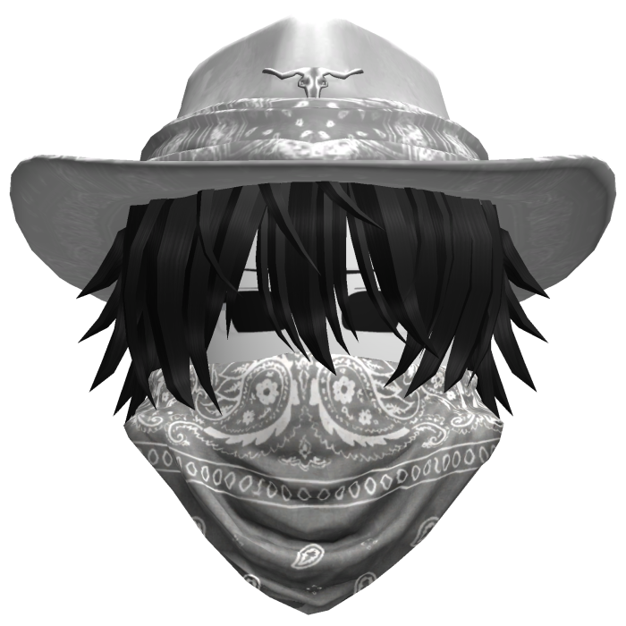 White Cowboy Hat with Mask + Neck Scarf