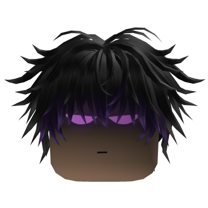Messy Anime Hair w/ Glowing Eyes (Black)
