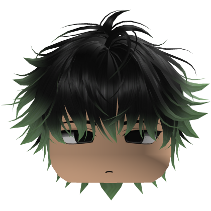 Cute Y2K emo black green hair