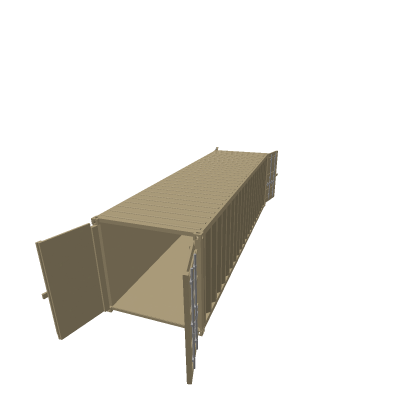 Shipping container with open doors