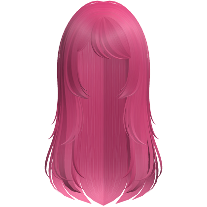 cute long layered wispy doll hair in hot pink Roblox item