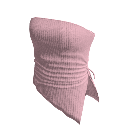 Pink Knitted Ribbed Strapless Top thumbnail