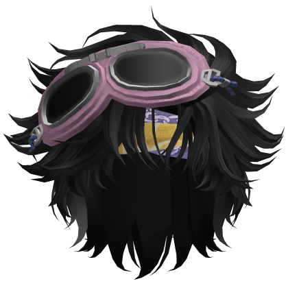 Black Windswept Hair w/ Goggles  Roblox item