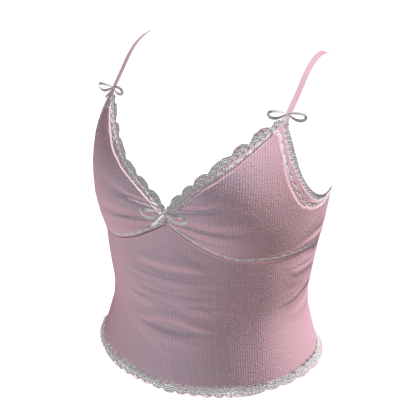 Lace bow cami pink
