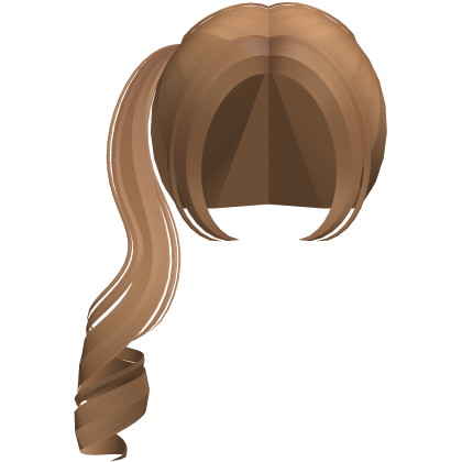 ♡ kawaii long caramel brown curly side pigtails Roblox item