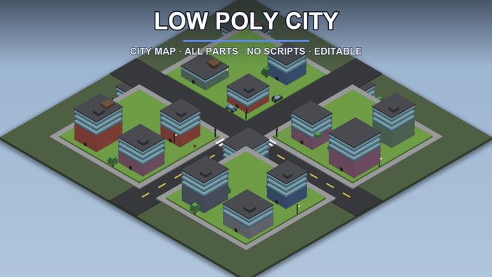 Low Poly City Map Town Street Buildings Kit preview 1
